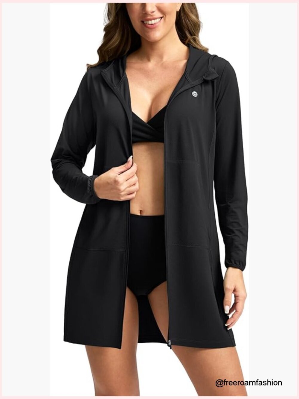 UPF 50+ Sun Protection Swim Cover Up Hoodie Long Jacket